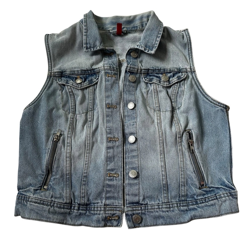 H&M Divided Women Denim Jacket Vest Blue Jean Size Small | 28-17
